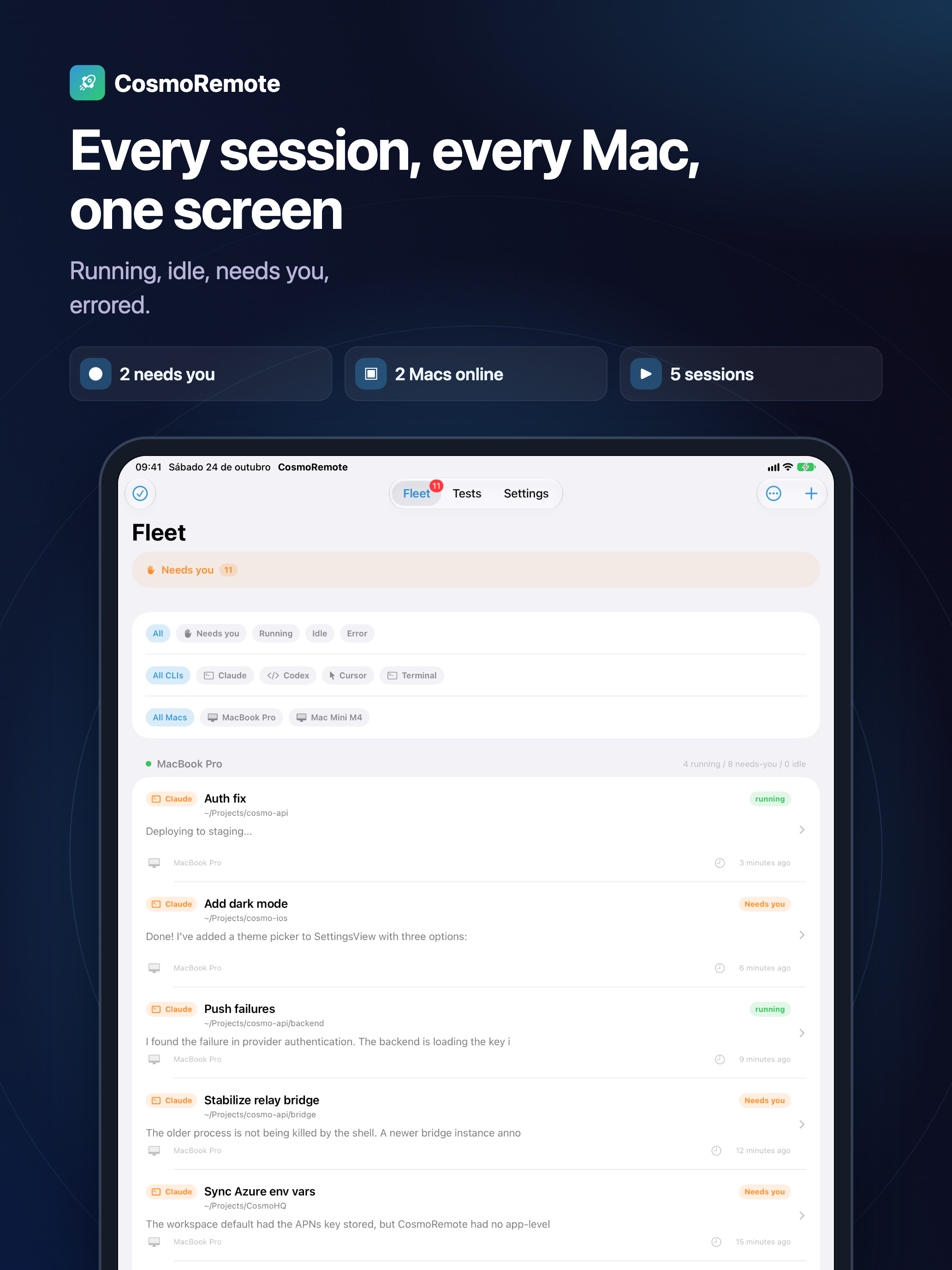 Every session, every Mac, one screen