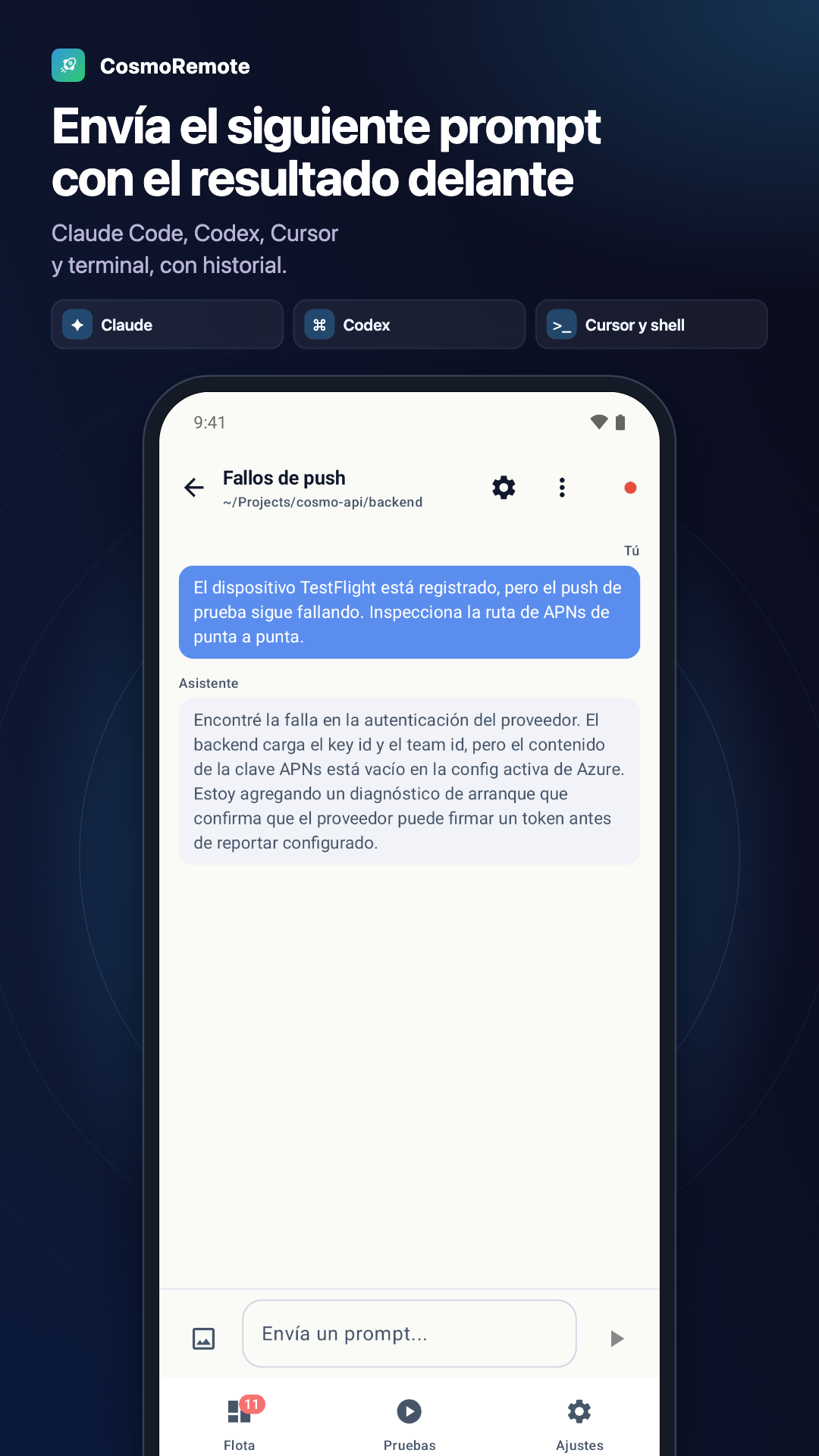 Envía el siguiente prompt con el resultado delante