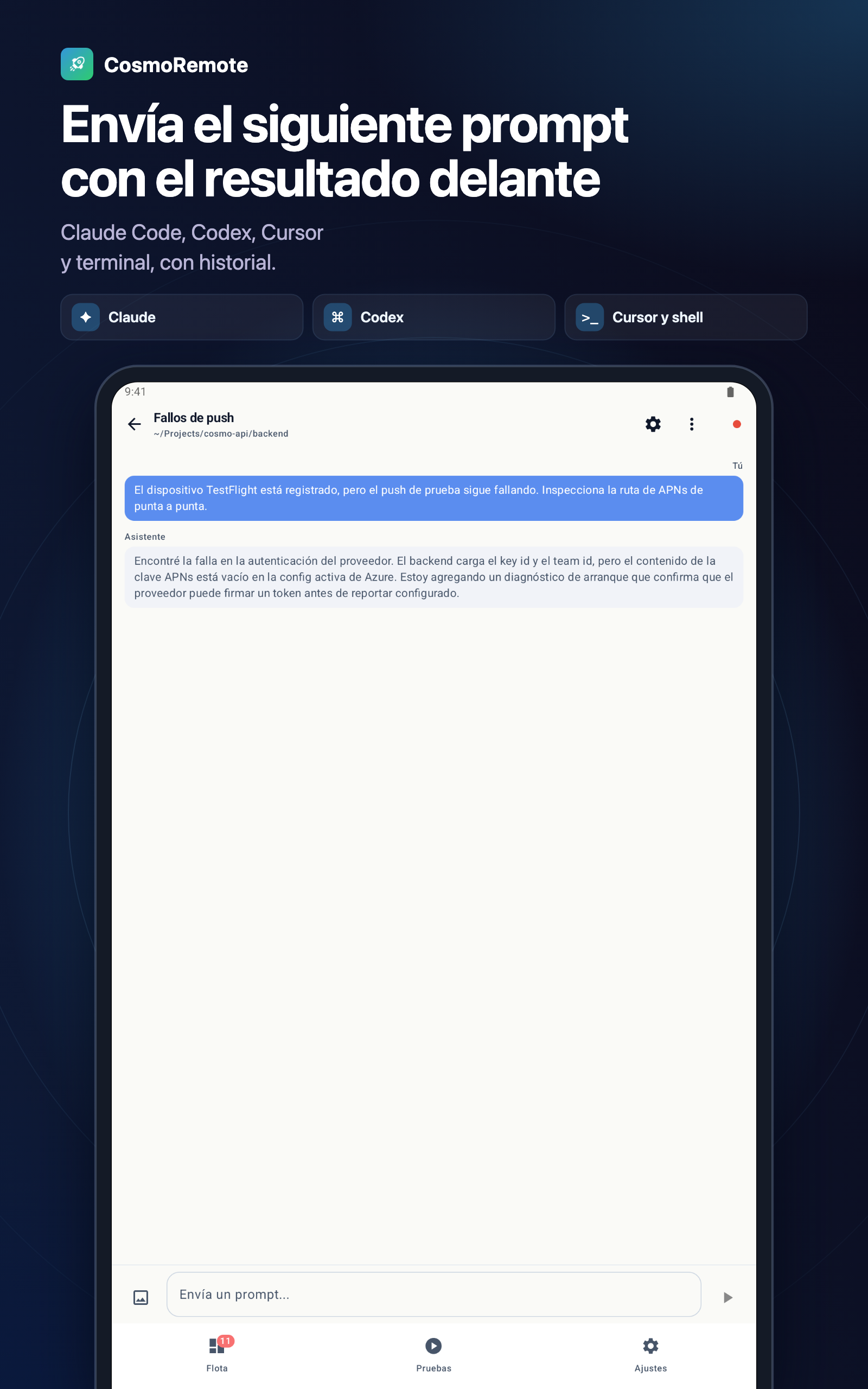 Envía el siguiente prompt con el resultado delante