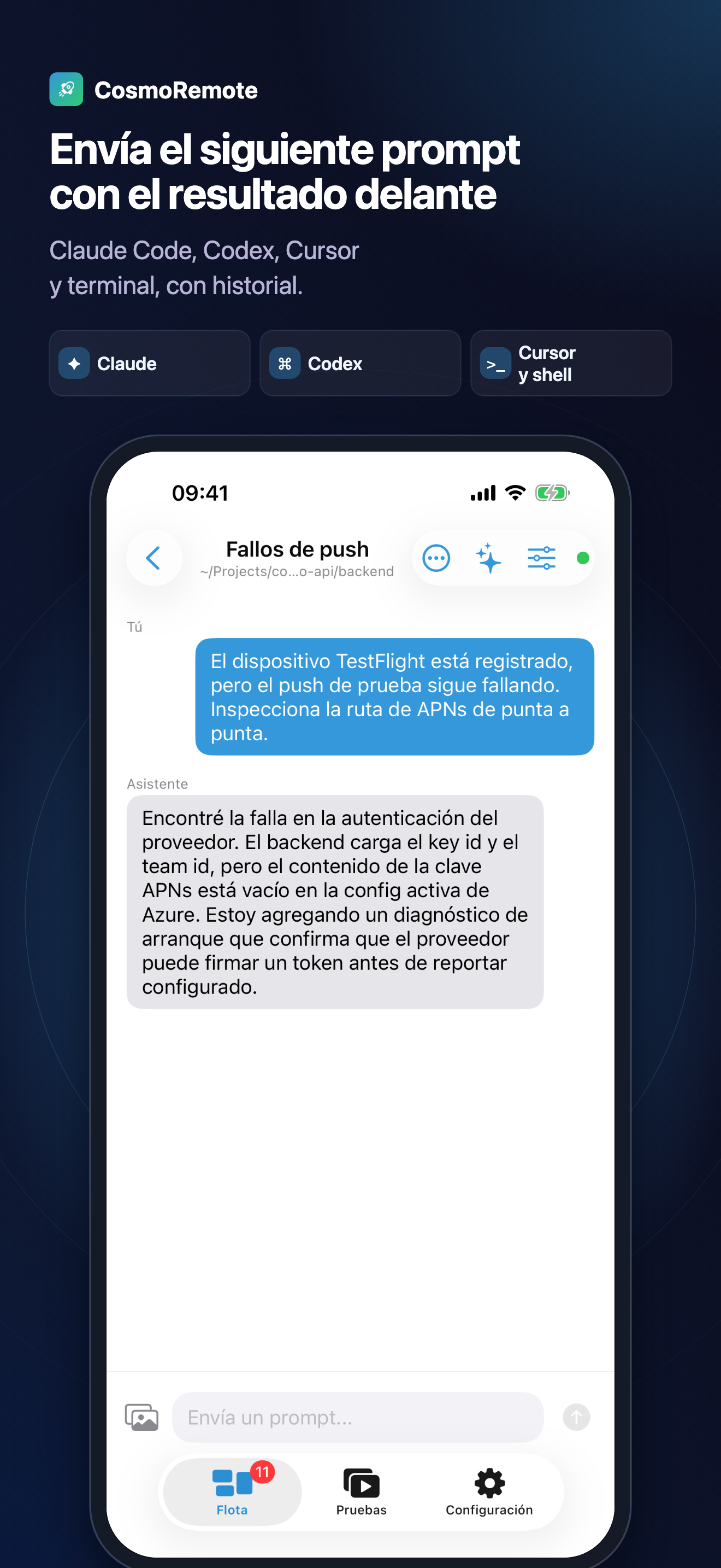 Envía el siguiente prompt con el resultado delante